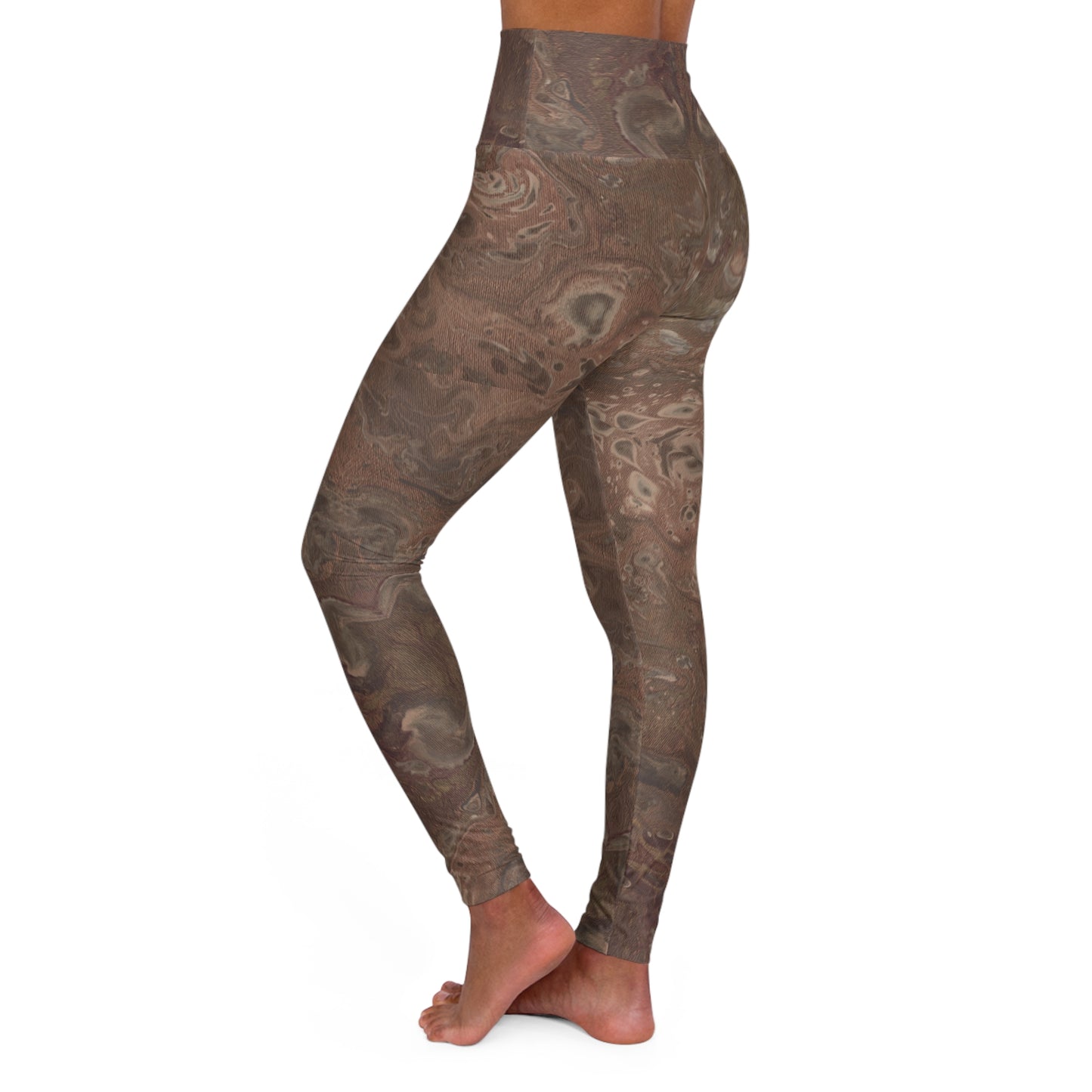 Yoga Leggings - Earthsy - Browns and Tans Fluid Art Design