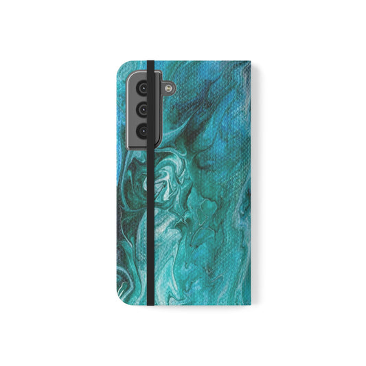 Ocean Waves Flip Phone Case for iPhone 11 – 16 Pro, Samsung 21 – 22 Series