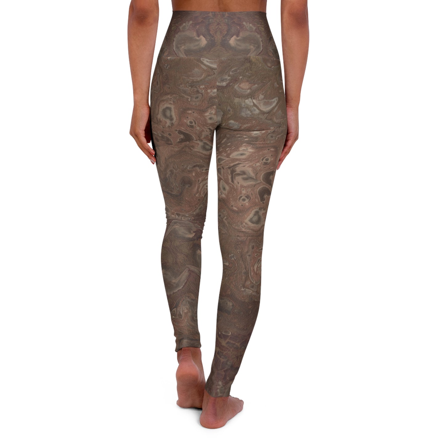 Yoga Leggings - Earthsy - Browns and Tans Fluid Art Design